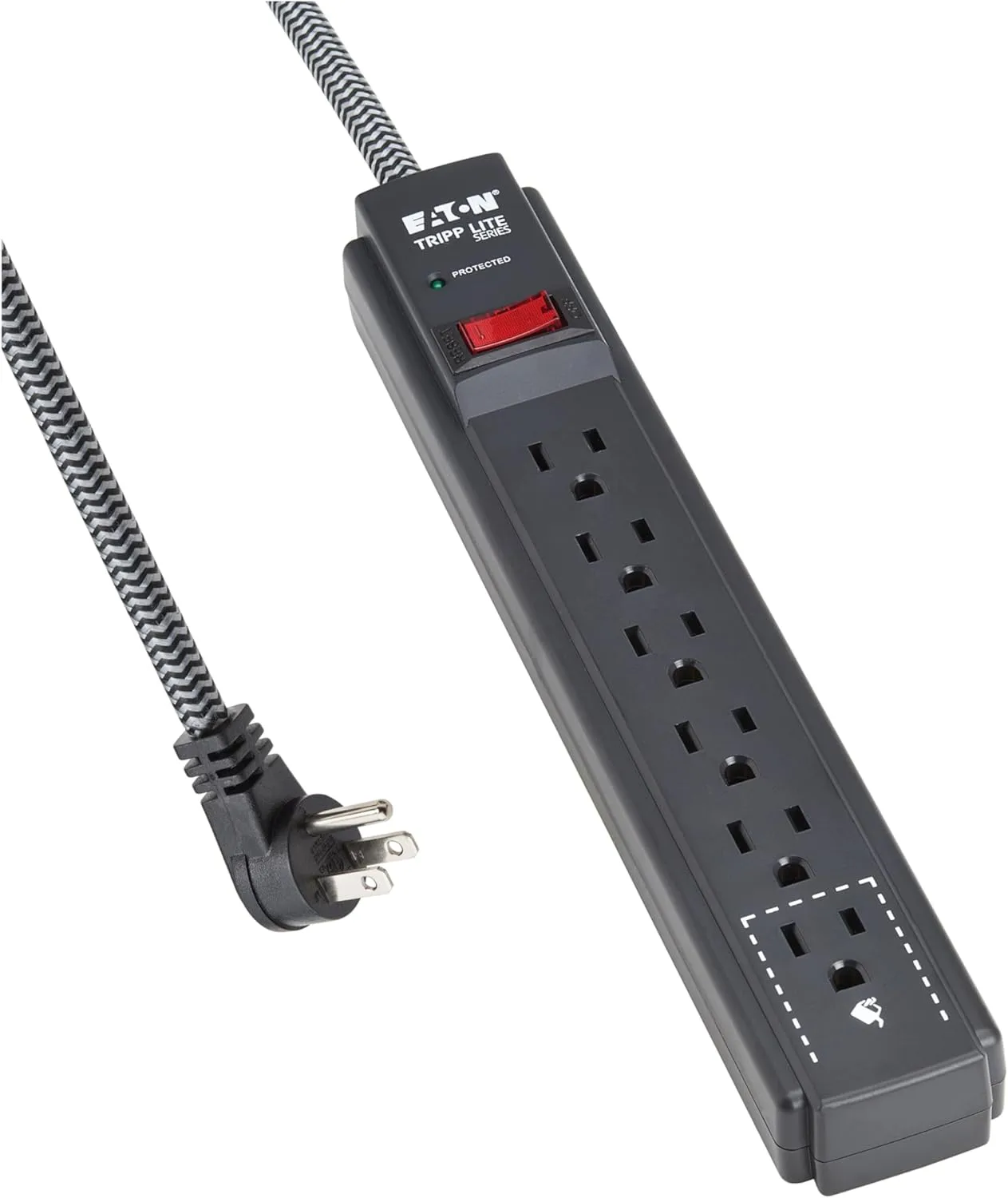 Eaton Tripp Lite Series 6-Outlet Surge Protector Power Strip, Flat Plug 20ft Braided Extension Cord, 1200 Joules