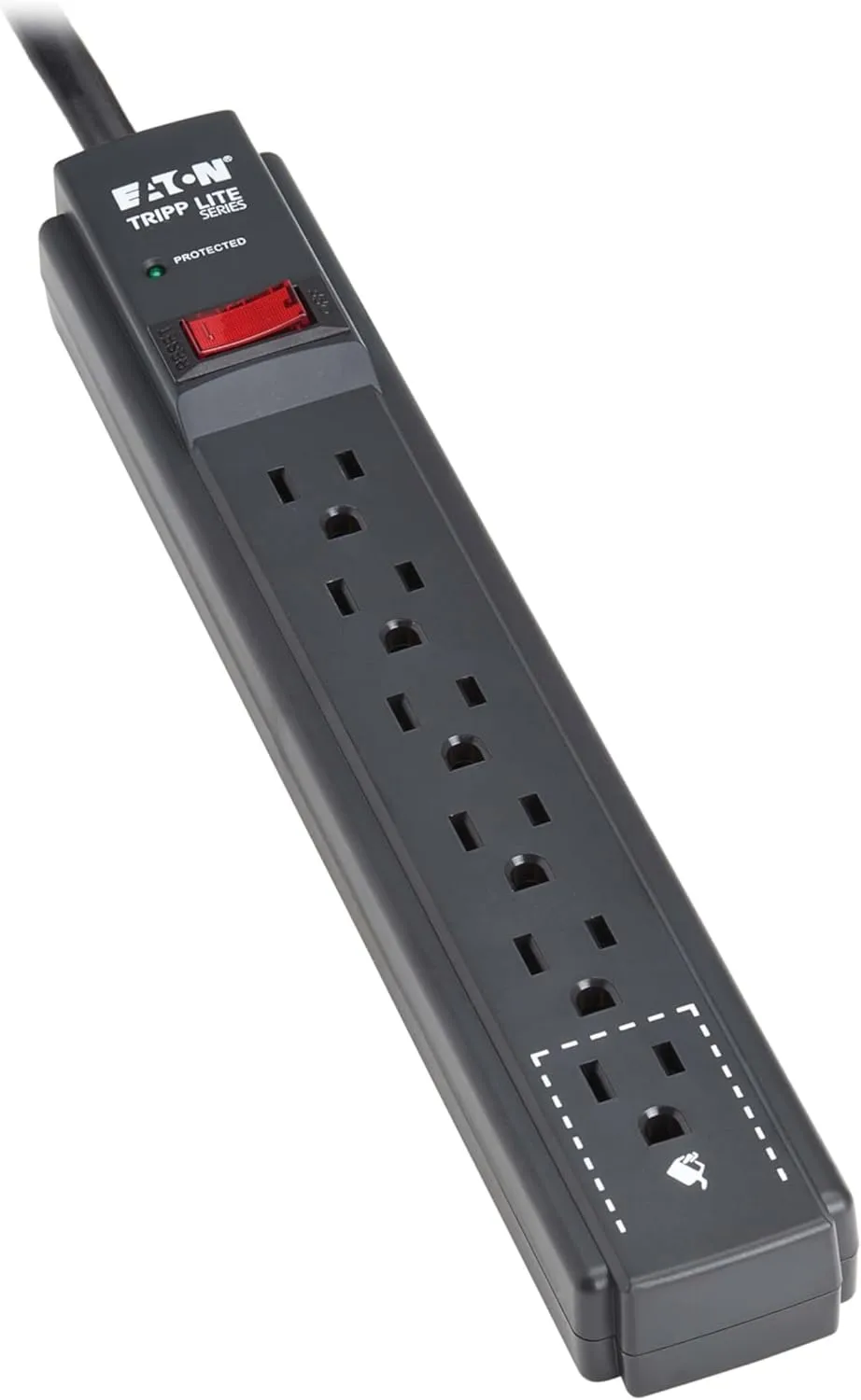 Eaton Tripp Lite Series 6-Outlet Surge Protector Power Strip, 3ft Extension Cord, 600 Joules, 15A Circuit Breaker, Black
