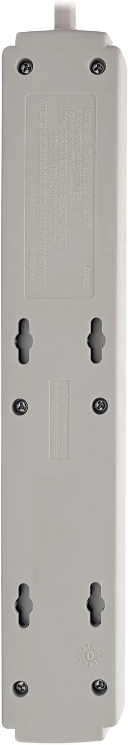 Tripp Lite Surge Protector Power Strip 120V 6 Outlet 8' Cord 990 Joule Flat Plug Gray