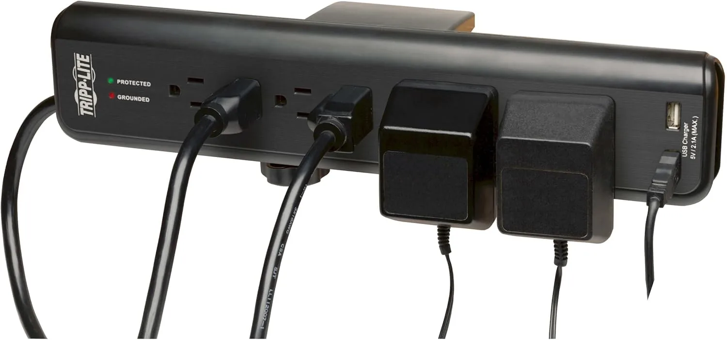 Tripp Lite 6 Outlet Surge Protector Power Strip Clamp Mount 6ft Cord 2100J