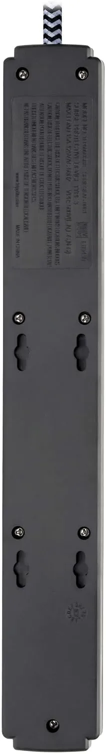 Tripp Lite Surge Protector Power Strip with USB, 6-Outlet & 2 USB Ports, 10ft Braided Cord, 990 Joules (TLP610BUAM)