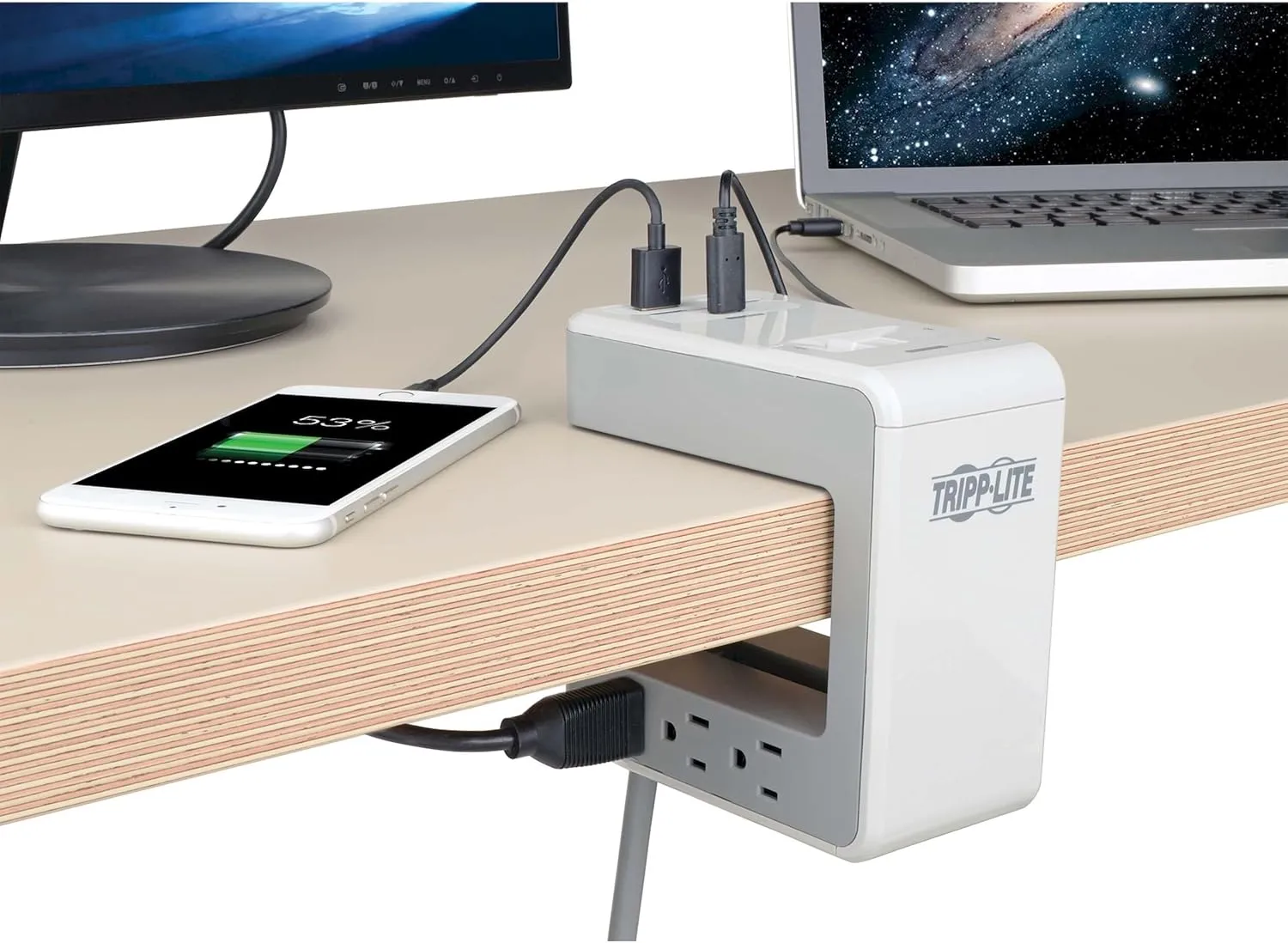 Eaton Tripp Lite Series 6-Outlet Surge Protector with2 USB-A (2.4A Shared) & 1 USB-C (3A) - 8 ft. Cord, 1080 Joules