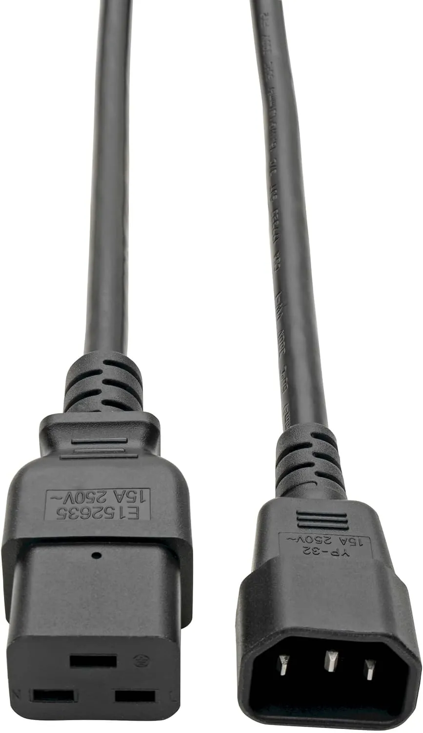 Tripp Lite Heavy-Duty Power Cord, 15A, 14AWG (IEC-320-C19 to IEC-320-C14) 6-ft.(P047-006),Black
