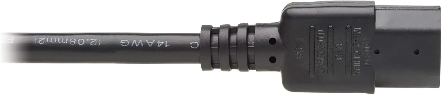Tripp Lite Heavy-Duty Power Extension Cord 15A, 14AWG (Right Angle IEC-320-C14 to IEC-320-C13) 6-ft.(P005-006-14RA)