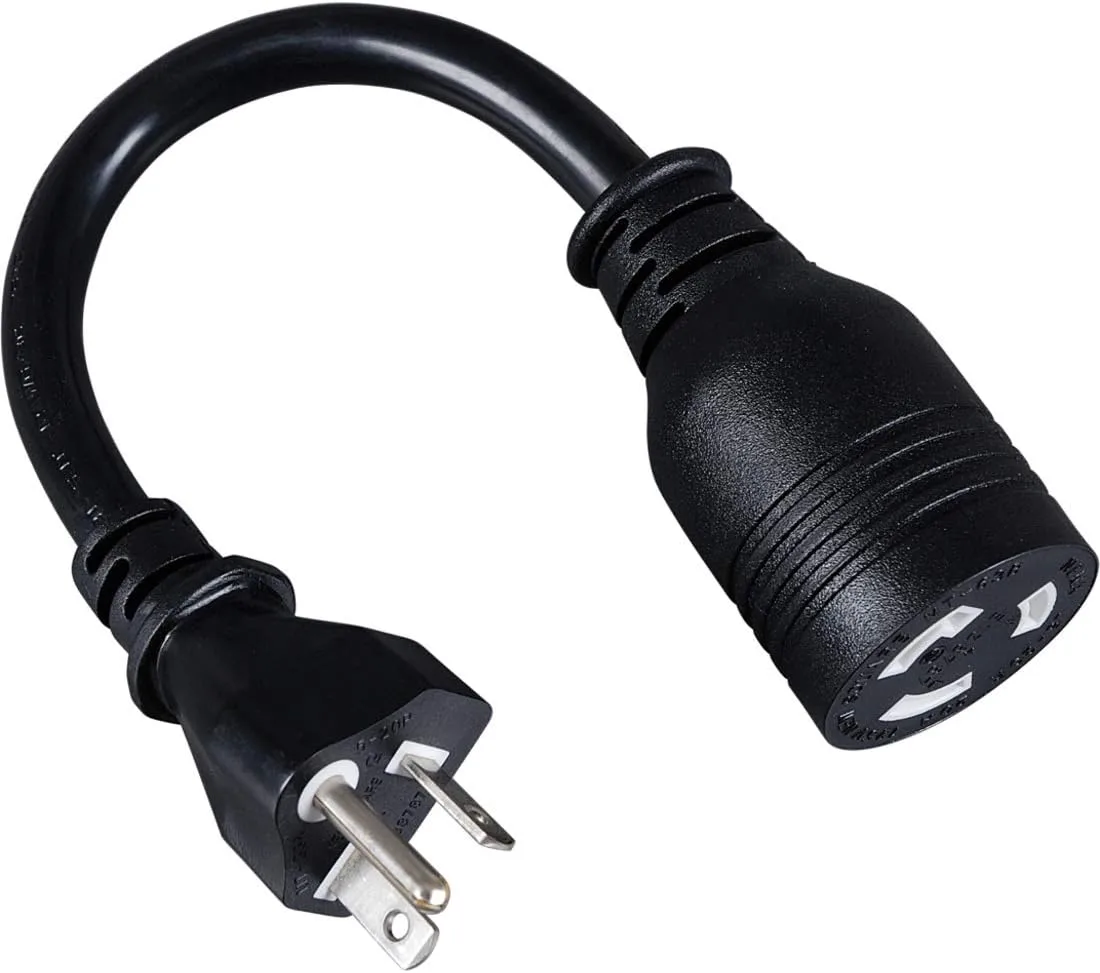 Tripp Lite Heavy-Duty Power Adapter Cord 20A, 12AWG (NEMA-L5-20R to NEMA-5-20P) 6-in.(P044-06I) Black