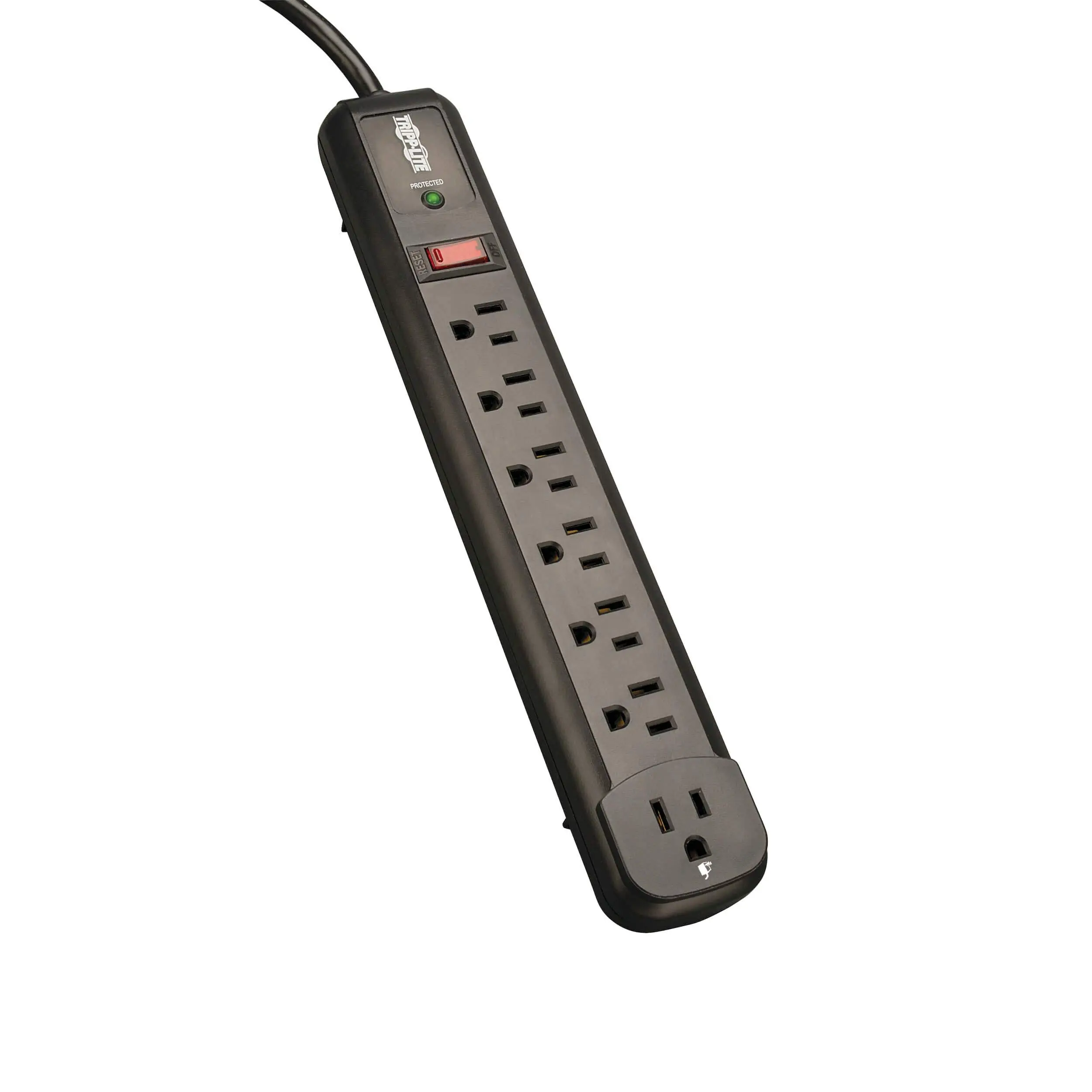 TRIPP LITE 7-Outlet Surge Protector Power Strip (6 Right-Angle + 1 Transformer), 4 ft Cord