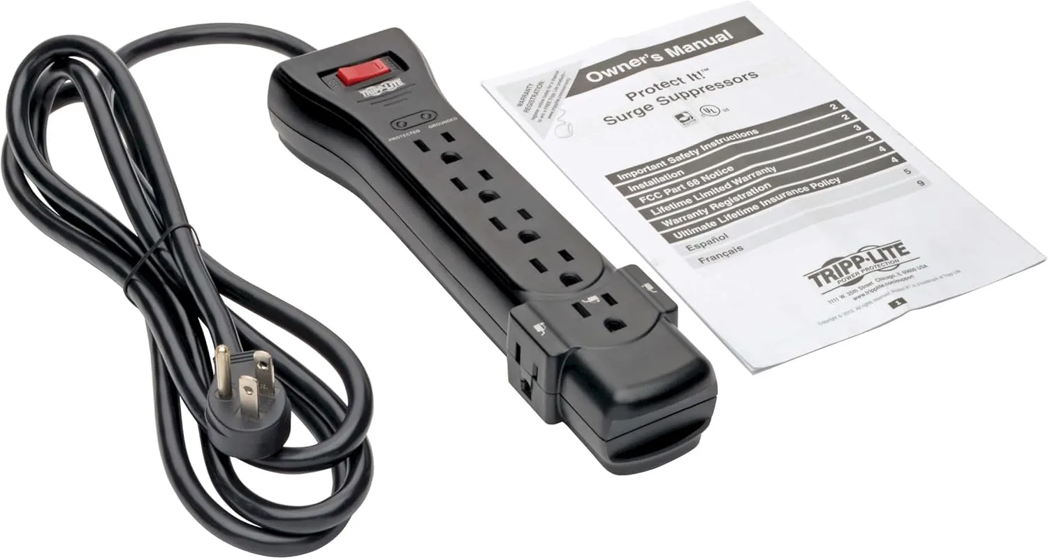 Tripp Lite 7-Outlet Surge Protector Power Strip with Right-Angle Plug