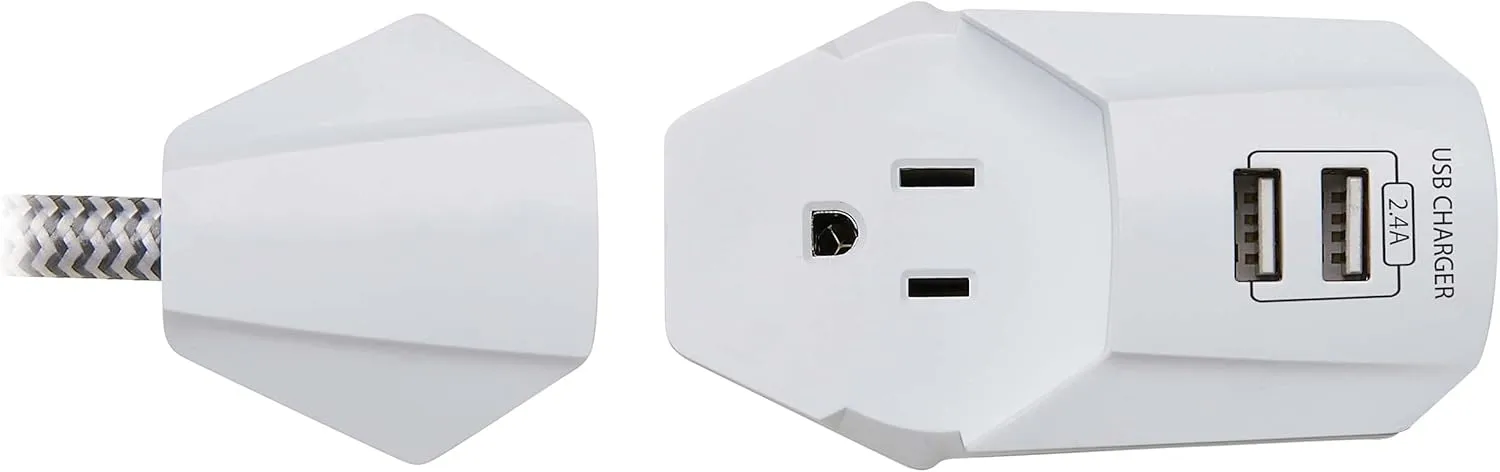 Tripp Lite Surge Protector Power Strip 7-Outlet with 2 USB Ports 6ft Cord White (TLP616USB)