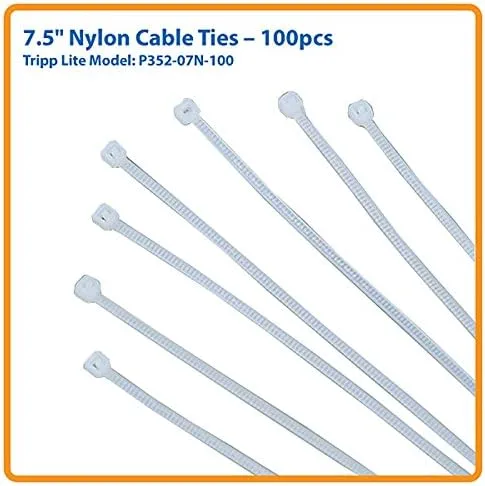 TRIPP LITE P352-07N-100 7.5-Inch Nylon Cable Ties, 100-Pack, Gray