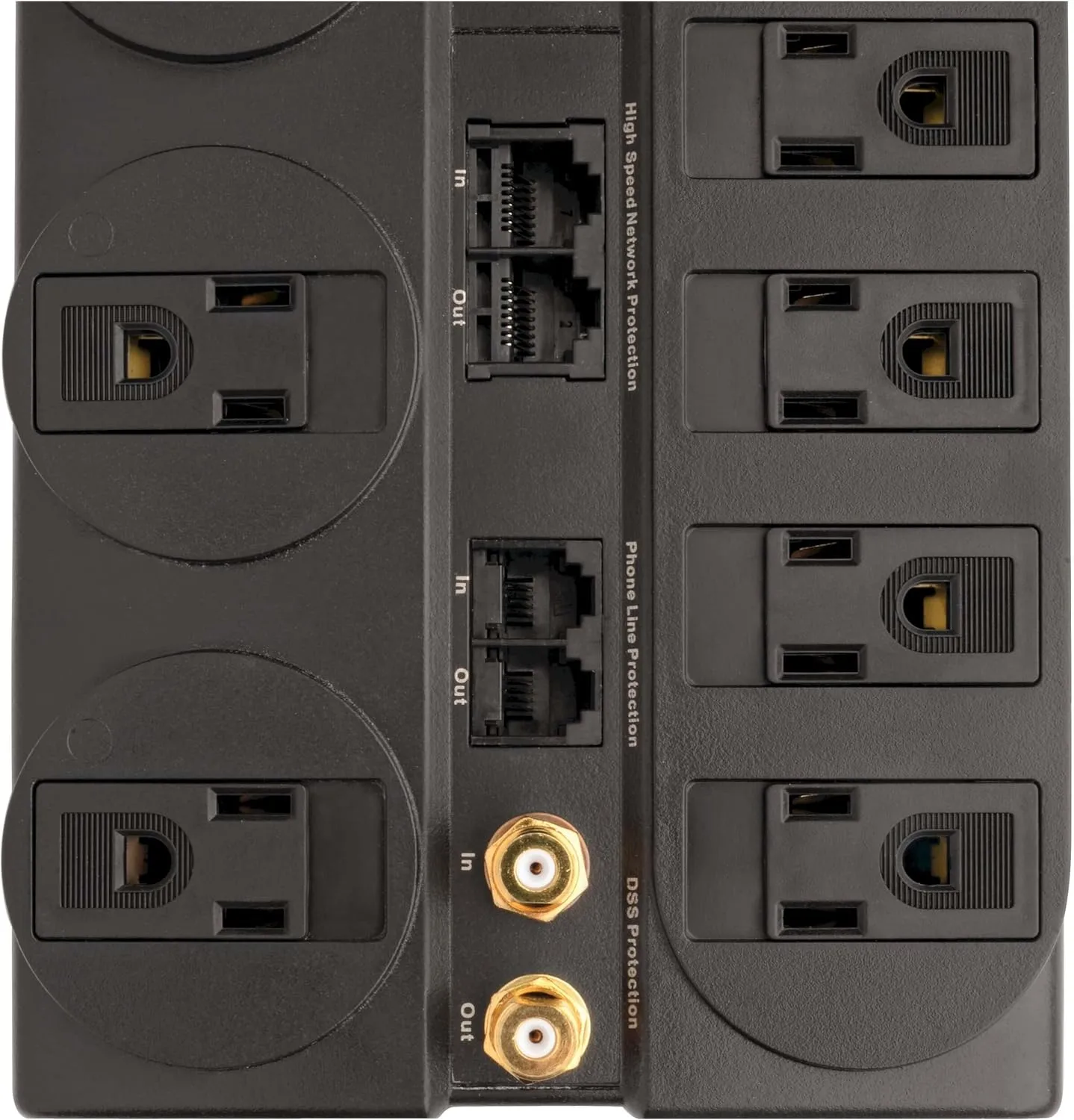 Tripp Lite 8 Outlet Surge Protector Power Strip, 10ft Cord, Right-Angle Plug, Tel/Modem/Coax/Ethernet Protection, RJ11, RJ45