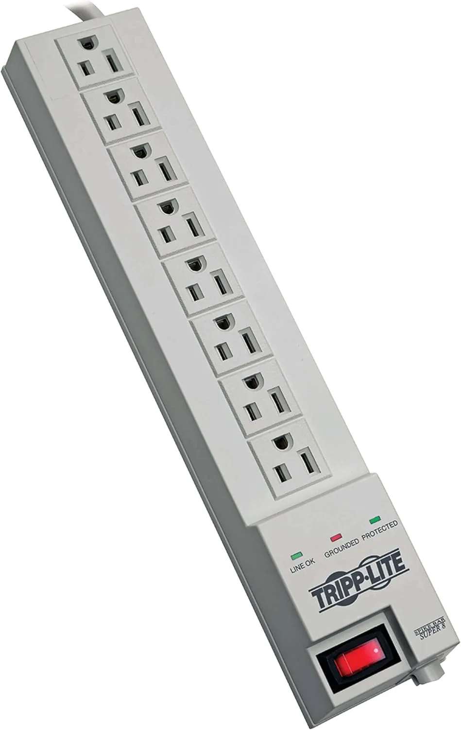 Tripp Lite 8 Outlet Surge Protector Power Strip, 8ft Cord, Right Angle Plug, $35,000 INSURANCE (SK6-6)