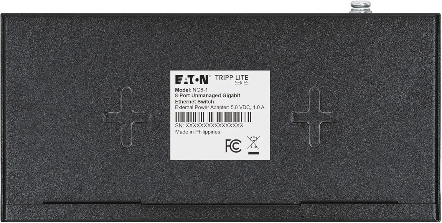 TRIPP LITE 8-Port Desktop Unmanaged Ethernet Network Switch, Metal Enclosure, Plug-and-Play, Wall Mount, 3-Year Warranty
