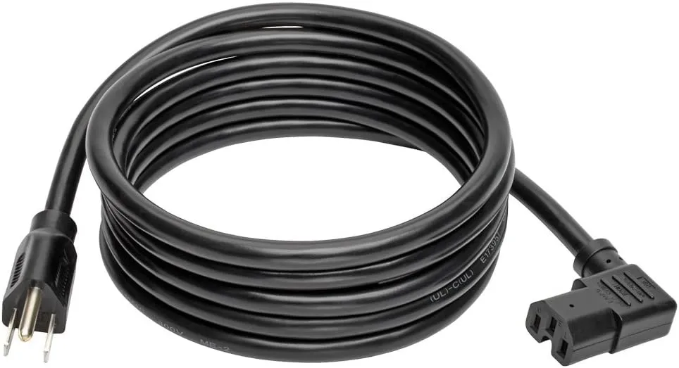 Tripp Lite 8ft Heavy Duty Power Extension Cord Cable 15A 14 AWG 5-15P to Right-Angle C15 Black 8' (P019-008-C15RA)