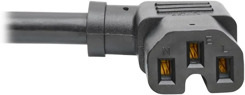 Tripp Lite 8ft Heavy Duty Power Extension Cord Cable 15A 14 AWG 5-15P to Right-Angle C15 Black 8' (P019-008-C15RA)