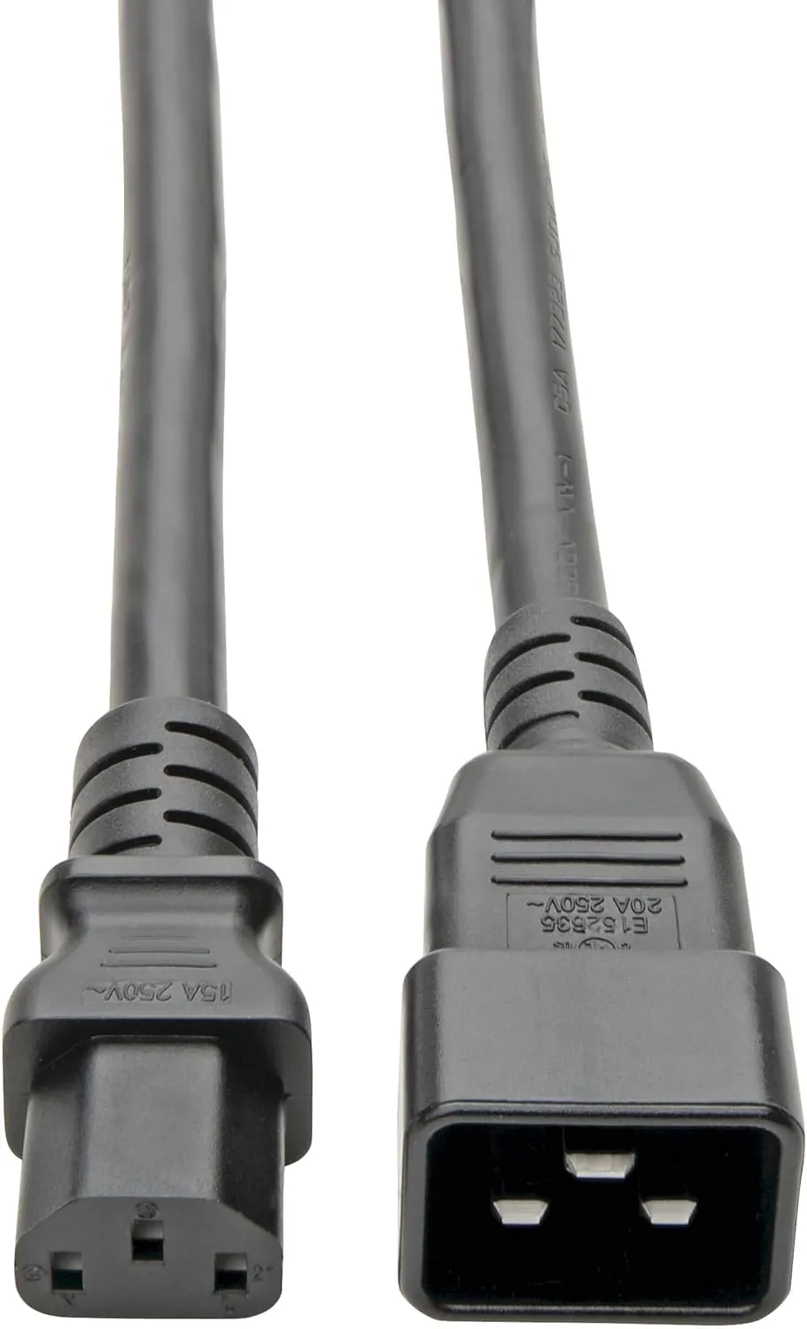 Tripp Lite Heavy Duty Power Cable, C20 to C13 Extension Cord, 14 AWG, 15A 100-250V Computer Cable, 7ft, Black (P032-007)