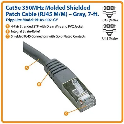 TRIPP LITE Cat5e 350MHz Molded Shielded (STP) Patch Cable RJ45 M/M