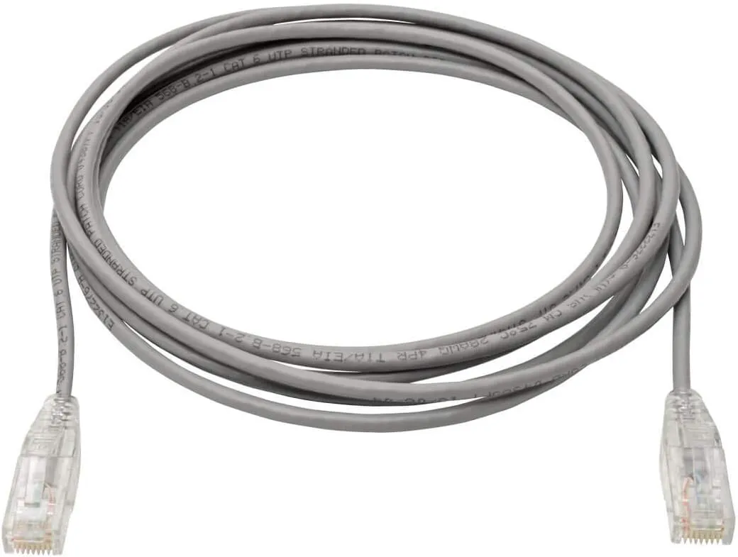 TRIPP LITE Cat6 Gigabit Patch Cable Snagless Utp RJ45 Molded Slim, 15', Gray (N201-S15-GY)