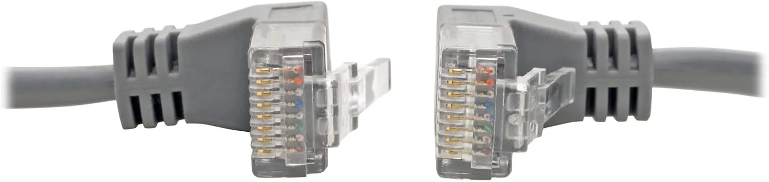 TRIPP LITE Cat6 Gigabit Patch Cable Snagless Right-Angle Utp Slim, 2', Gray (N201-SR2-GY)