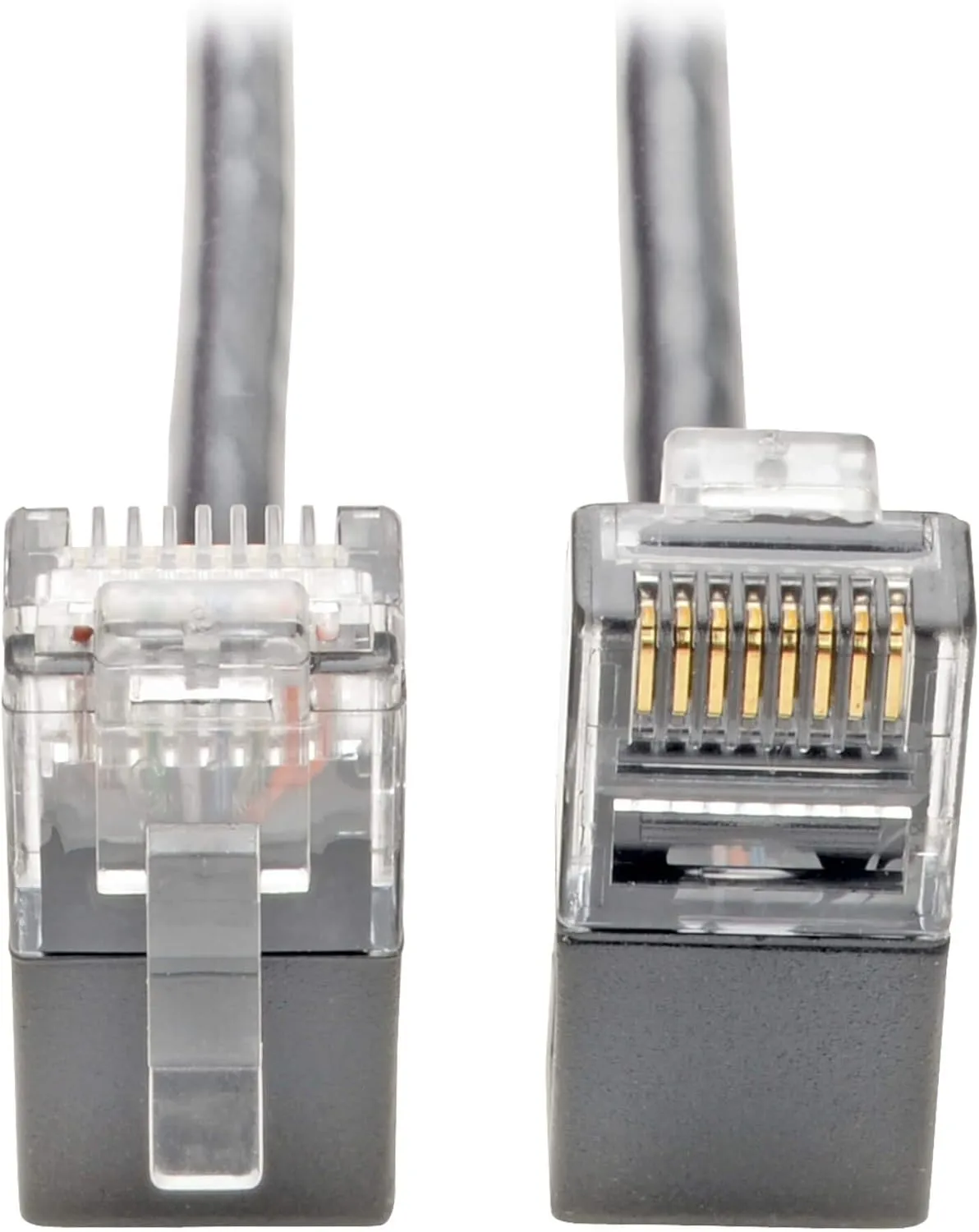 TRIPP LITE Cat6 Gigabit Patch Cable Snagless Right-Angle Utp Slim, 1', Gray (N201-SR1-GY)