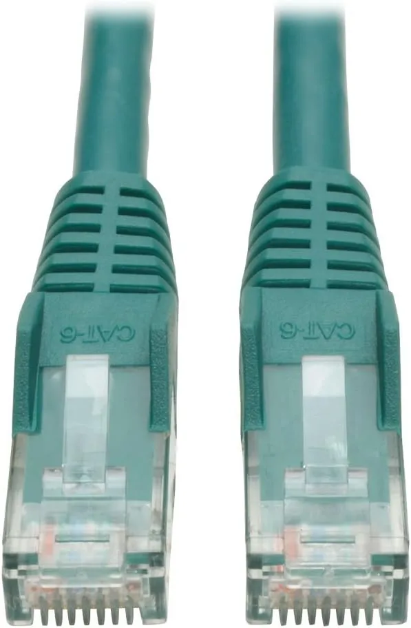 Tripp Lite Cat6 Gigabit Ethernet Snagless Molded Patch Cable 24 AWG 550MHz Premium UTP, Green, RJ45 M/M 4' (N201-004-GN)