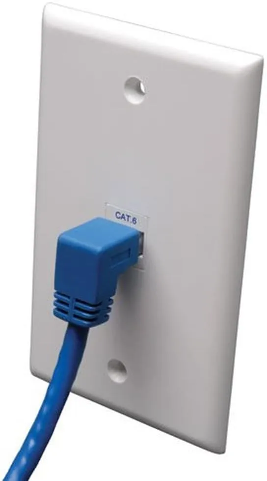 Tripp Lite Cat6 Gigabit Molded Patch Cable (RJ45 Right Angle Down M to RJ45 M) Blue, 5-ft. (N204-005-BL-DN)
