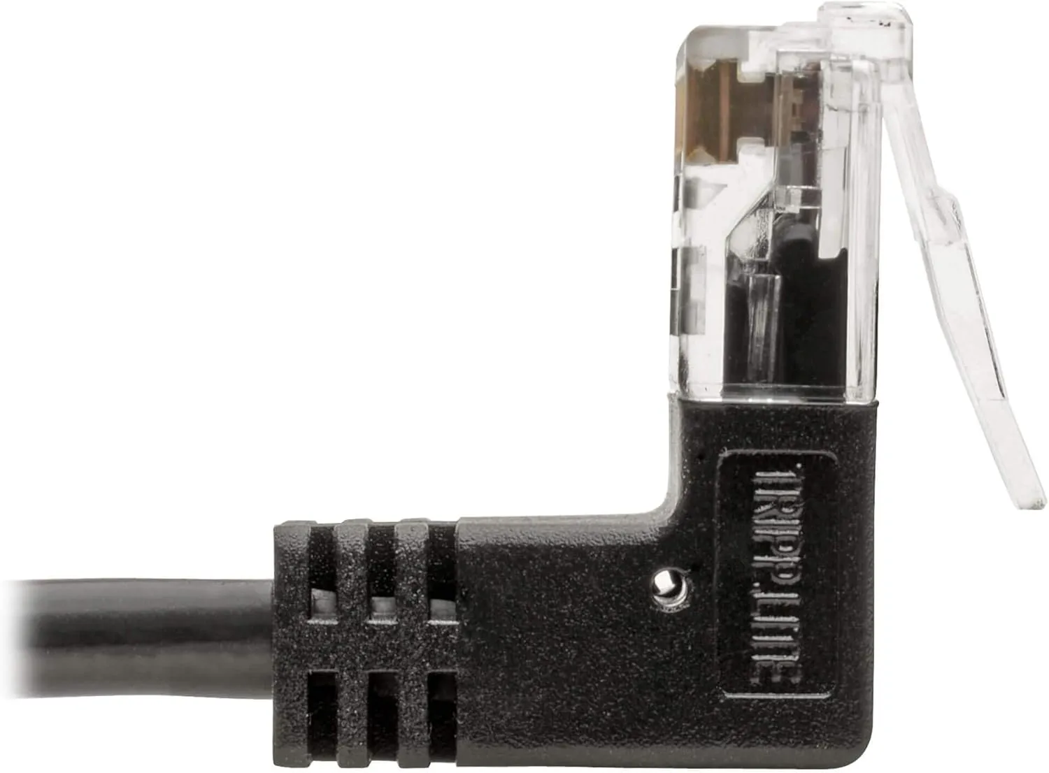 TRIPP LITE Cat6 Gigabit Patch Cable Snagless Right-Angle Utp Slim, 1', Black (N201-SR1-BK)