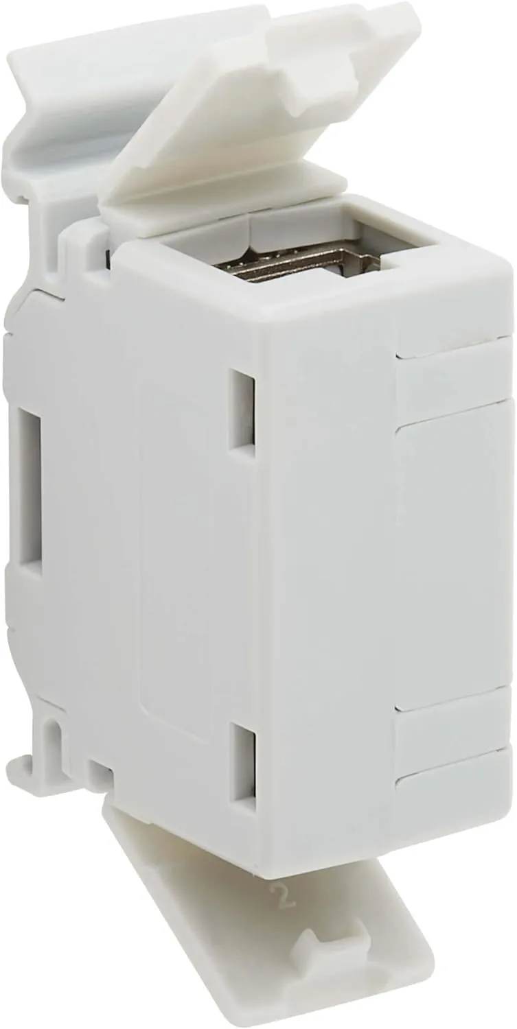 Tripp Lite DIN-Rail Cat6a RJ45 Shielded in-Line Mountable Snap-in Coupler & PoE++, EMI/RFI Shielding, Backwards Compatible