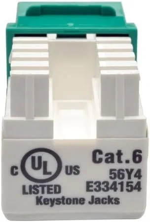 TRIPP LITE Cat6/Cat5e 110 Style Punch Down Keystone Jack Green TAA GSA (N238-001-GN)