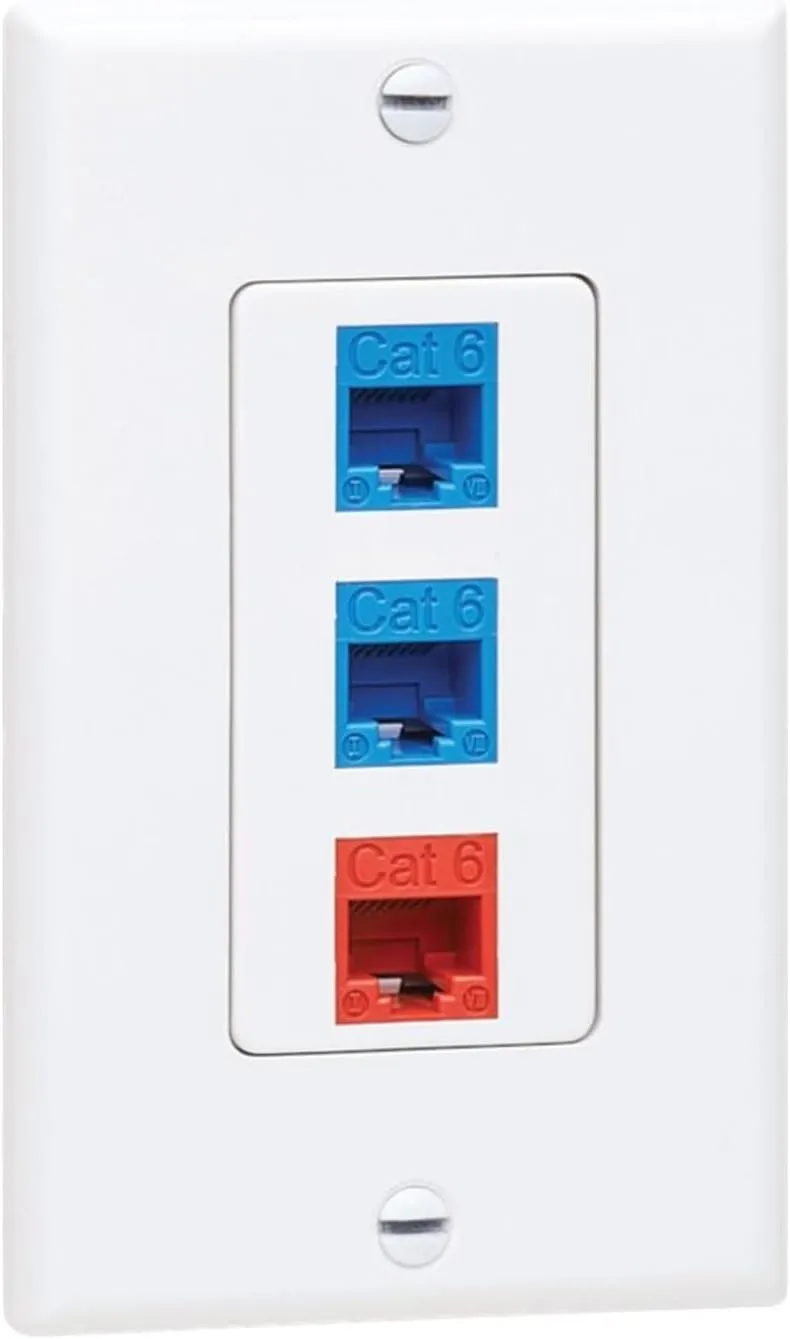 Tripp Lite Decora-Style Wall Plates & Center Inserts, Vertical, White, Polycarbonate