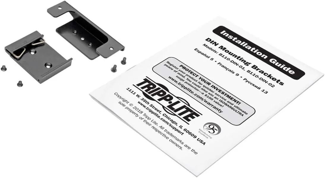 Tripp Lite DIN Rail-Mounting Bracket for Digital Signage, Version 2-65 mm Mounting Distance (B110-DIN-02), Black