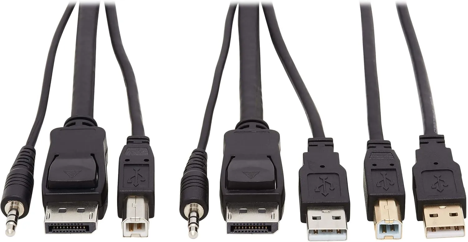 Tripp Lite DisplayPort KVM Cable Kit 4K USB 3.5mm Audio 3xM/3xM USB MM 10ft - 60 MB/s - Supports up to 3840 x 2160