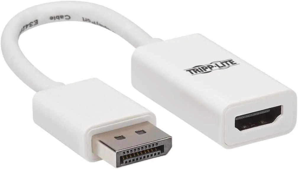 DisplayPort to HDMI Active Adapter 4K M/F White DP to HDMI 6in