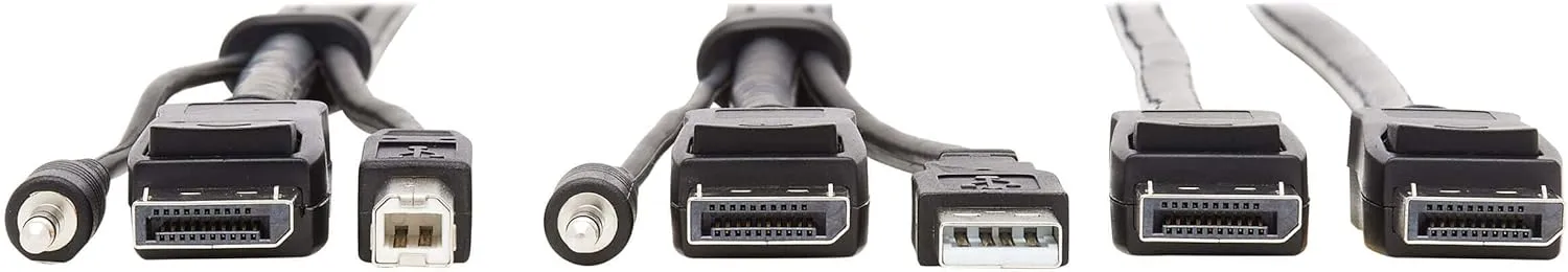 Tripp Lite Dual DisplayPort KVM Cable Kit 4K USB 3.5 mm Audio 3xM/3xM 10ft - 60 MB/s - Supports up to 3840 x 2160