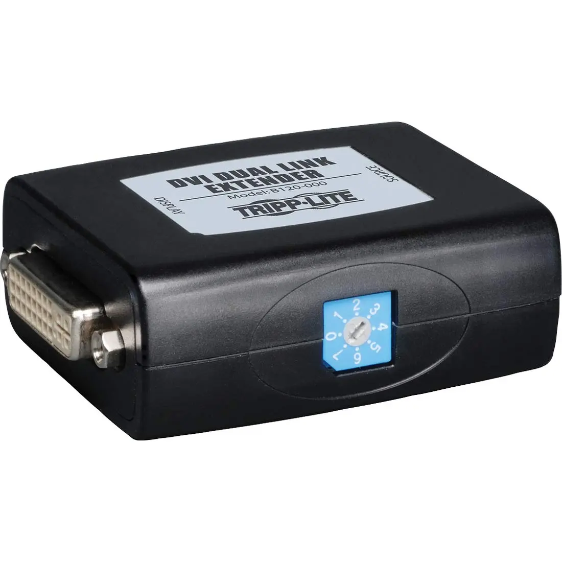 Tripp Lite DVI Extender Equalizer, Dual Link Video Repeater 2560x1600 at 60Hz (DVI F/F)(B120-000), Clear , Black