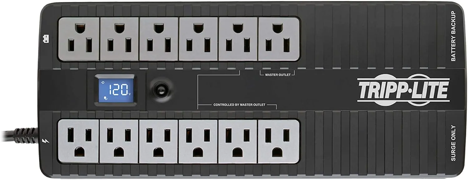 Tripp Lite ECO850LCD 850VA/425W UPS Battery Backup, 12-Outlets, LCD, USB, ENERGY STAR