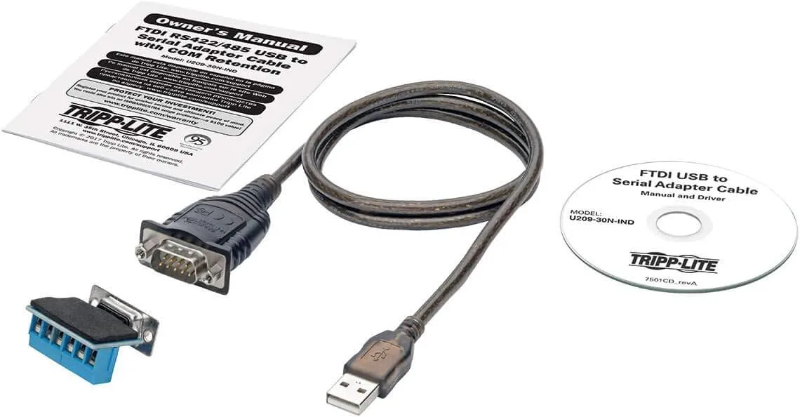 Tripp Lite USB to RS485/RS422 FTDI Serial Adapter Cable, COM Retention, USB-A to DB9 M/M, Compatible with Windows