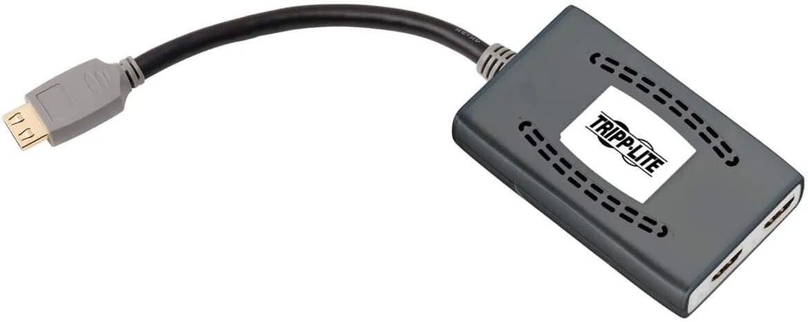 Tripp Lite HDMI Splitter, 2 Port with Built-in Cable USB Powered HDMI Splitter, 4K @ 60 Hz, 4:4:4, Multi-Resolution Support, HDR, HDCP 2.2, TAA (B118-002-HDR-V2), 15 Feet
