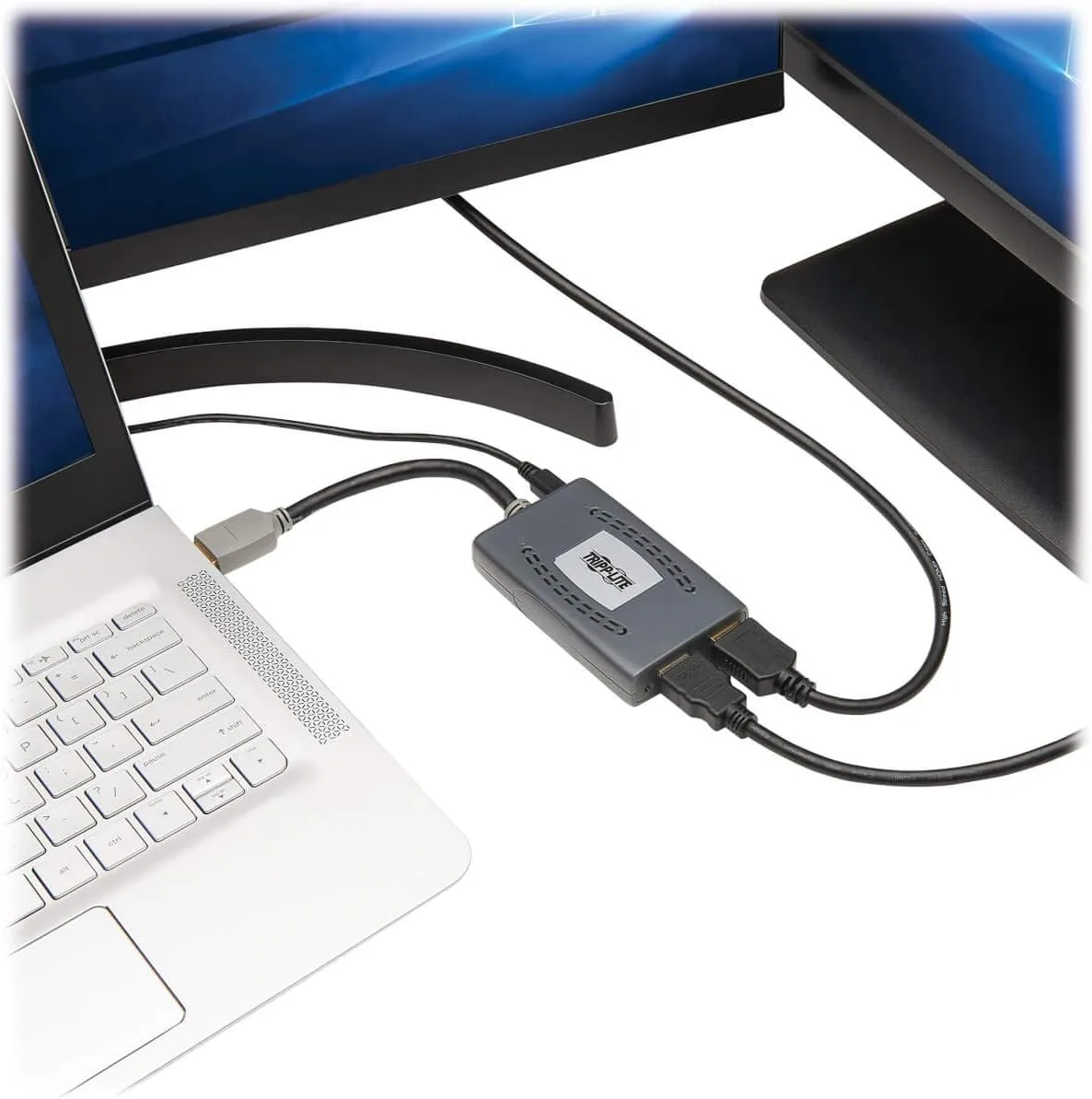 Tripp Lite HDMI Splitter, 2 Port with Built-in Cable USB Powered HDMI Splitter, 4K @ 60 Hz, 4:4:4, Multi-Resolution Support, HDR, HDCP 2.2, TAA (B118-002-HDR-V2), 15 Feet