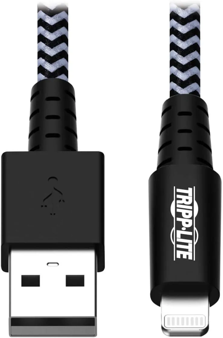 Tripp Lite Braided Lightning Cable – Lightning to USB Cable (M/Apple Certified Lightning Cable, Charge/Sync, 10 ft