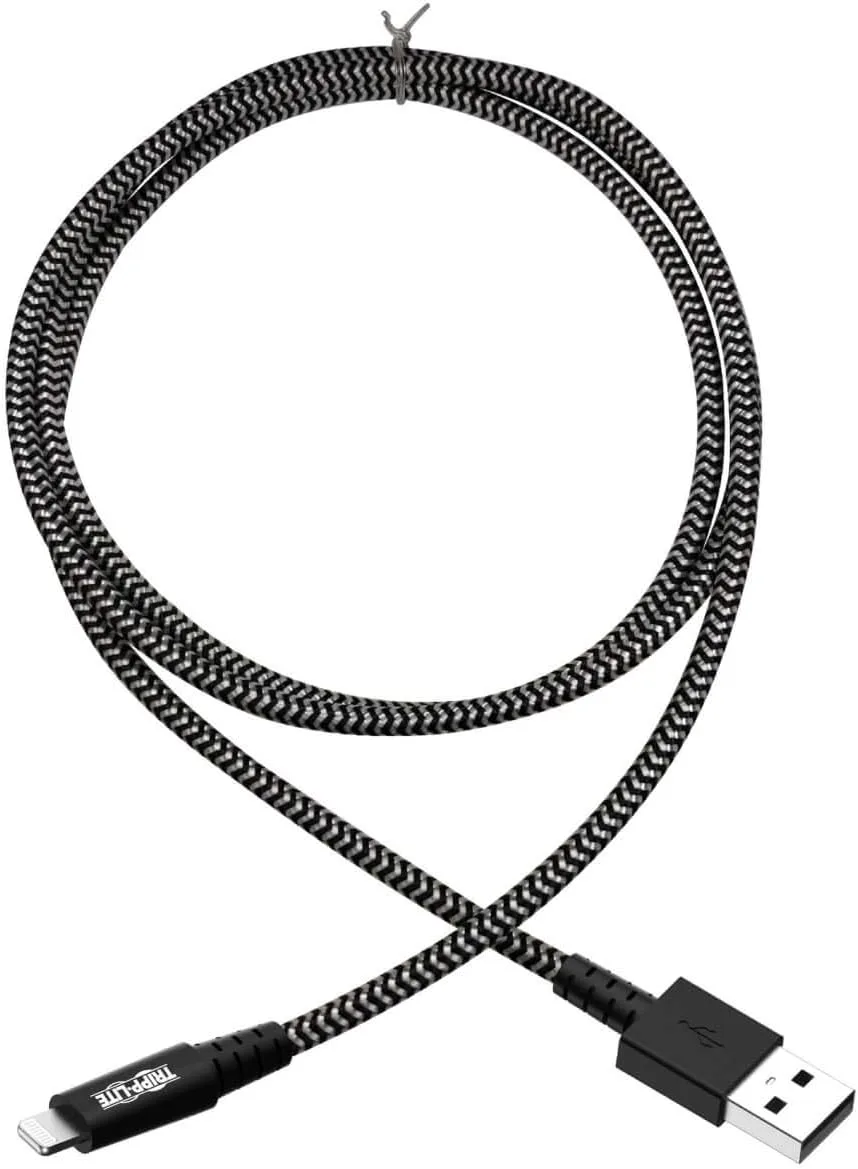 Tripp Lite Braided Lightning Cable – Lightning to USB Cable (M/Apple Certified Lightning Cable, Charge/Sync, 10 ft