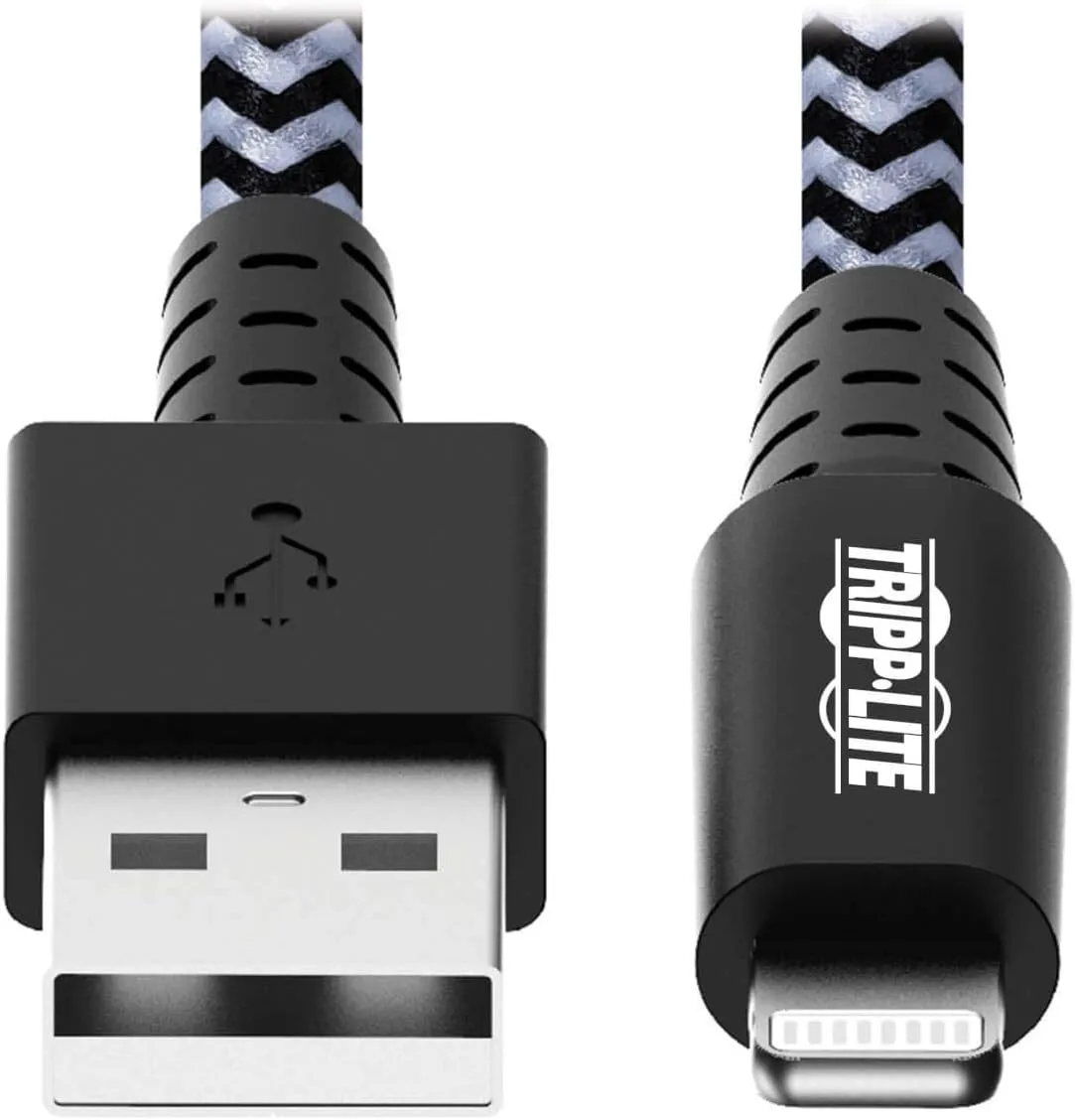 Tripp Lite Braided Lightning Cable – Lightning to USB Cable (M/Apple Certified Lightning Cable, Charge/Sync, 10 ft