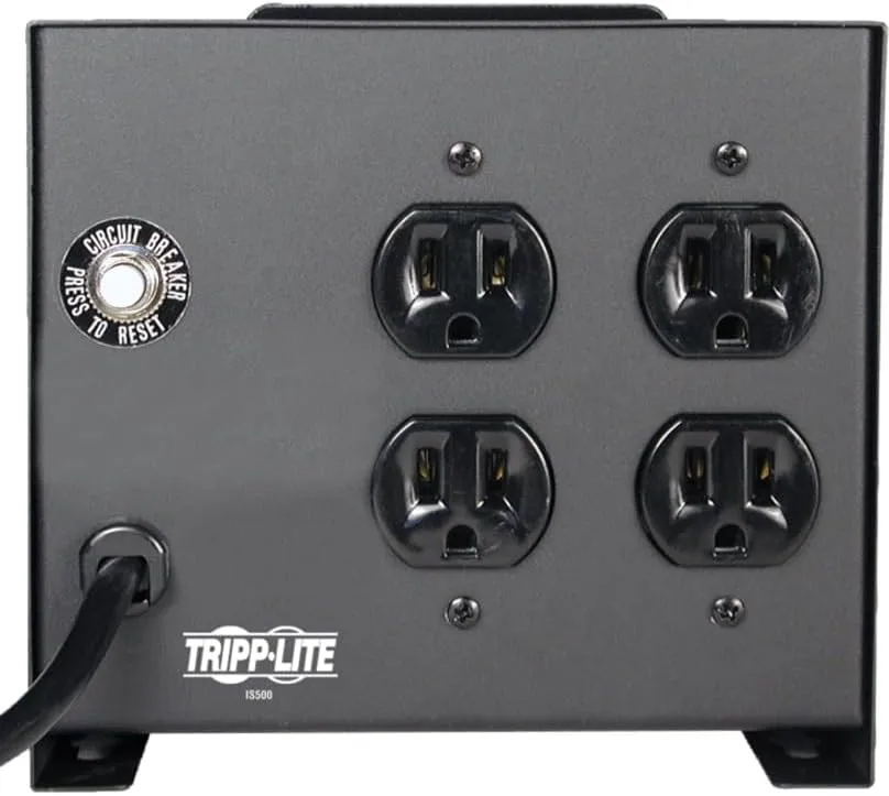 Tripp Lite IS500 Isolation Transformer 500W Surge 120V 4 Outlet 6 feet Cord TAA GSA
