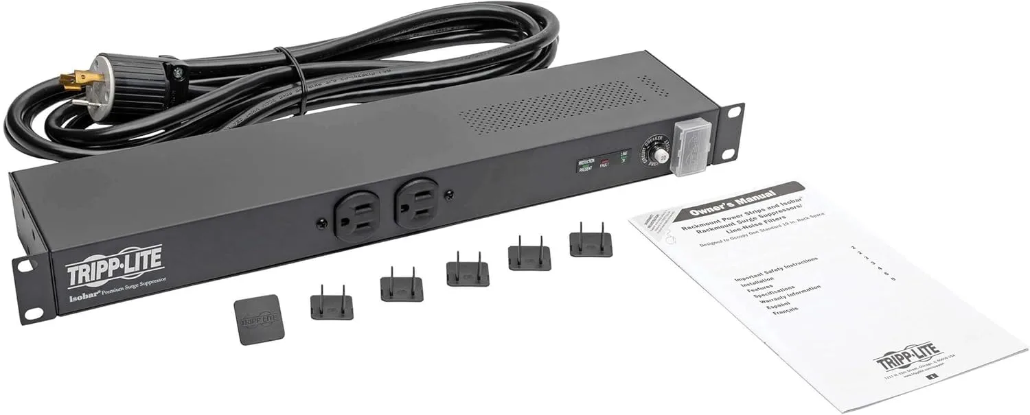Tripp Lite Isobar 12 Outlet Network Server Surge Protector Power Strip, 15ft. Cord w/L5-20P Plug, 3840 Joules, 1U Rack-Mount