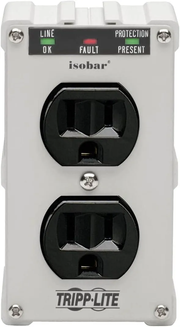 Tripp Lite Isobar ISOBLOK2-0 Heavy Duty Outlet Extender, Wall Power Strip Surge Protector, 2 Outlets, Direct Plug-in, White