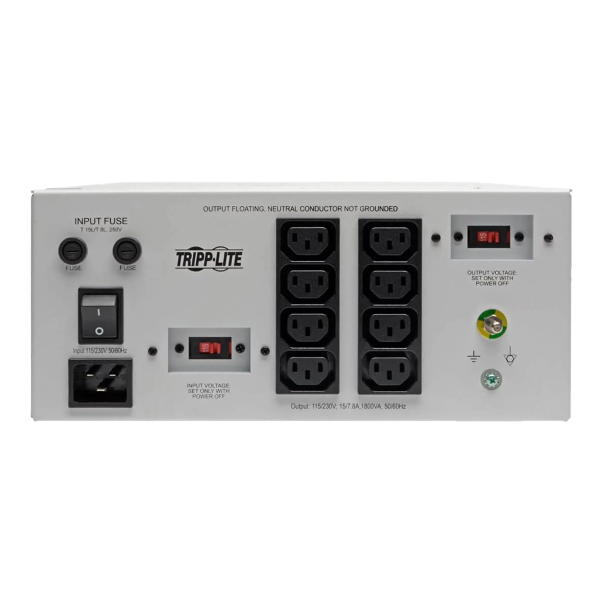 Eaton Tripp Lite Series Isolator Series Dual-Voltage 115/230V 1800W 60601-1 Medical-Grade Isolation Transformer, C20 Inlet