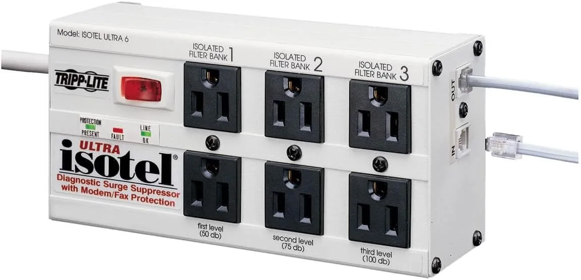 TRIPP LITE Isobar Series Surge Protector Power Strip, Metal, 3330 Joules, 6 ft Cord