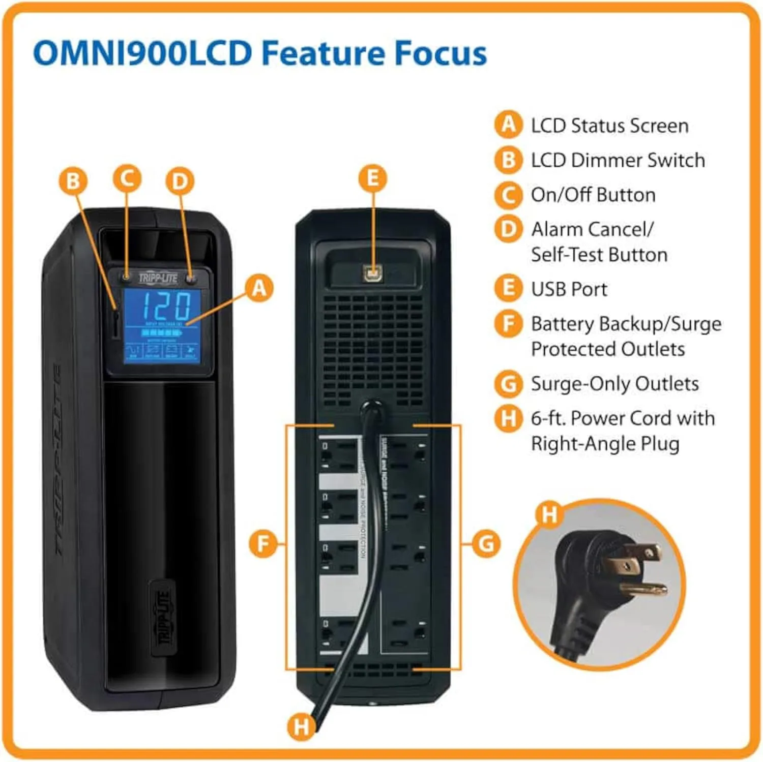 Tripp Lite OMNI Series UPS Battery Backup with AVR, LCD & USB