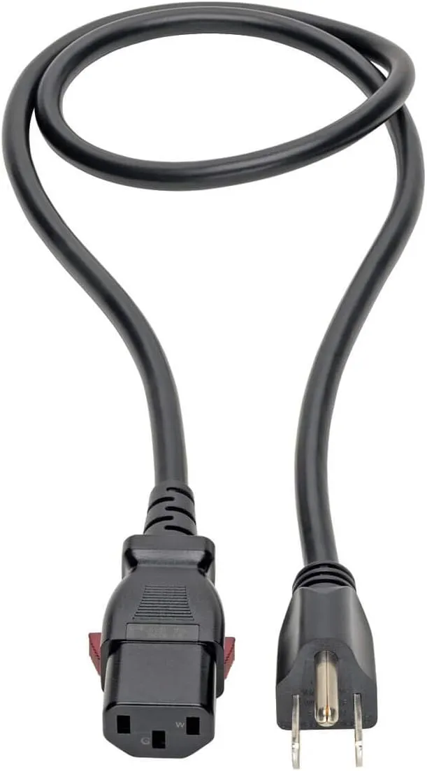 TRIPP LITE NEMA 5-15P to Locking C13 Power Cord, 18 AWG 10A/125V