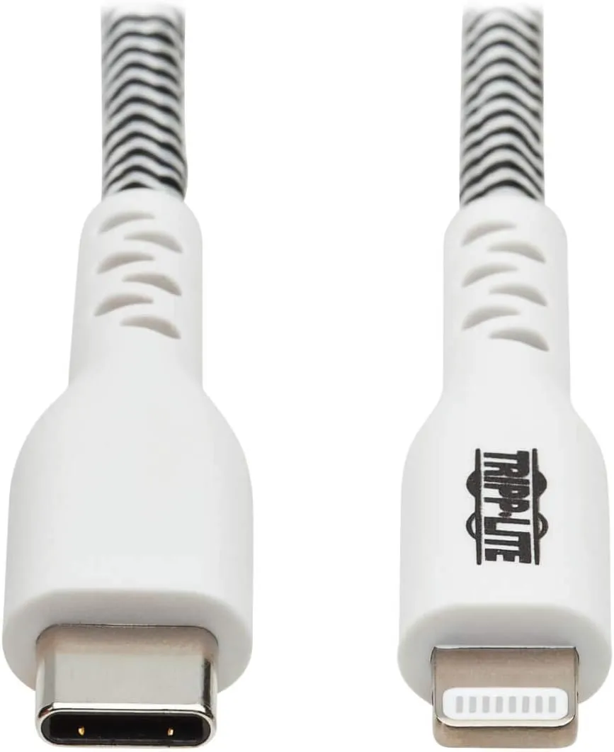 Tripp Lite Apple MFI Certified Cable, Lightning to USB-C Sync Charge Cord, Heavy-Duty Aramid Fiber, 3 ft. (M102-003-HD)