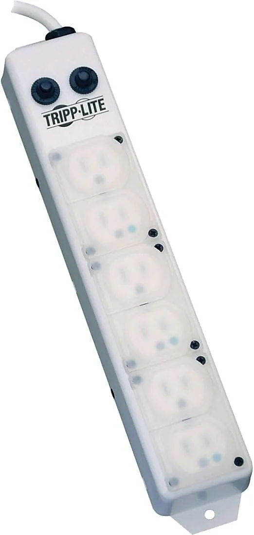 Tripp Lite Safe-IT UL 1363A Medical-Grade Power Strip for Patient-Care Vicinity 6x 15A Hospital-Grade Outlets Safety Covers